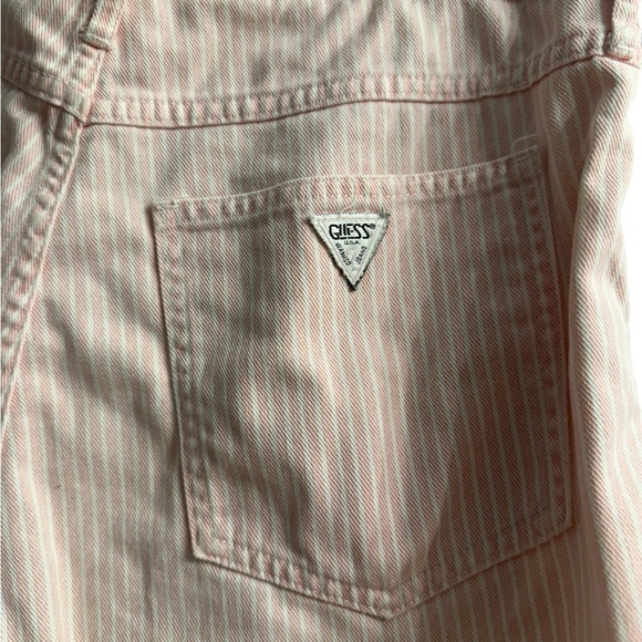 Women’s Vintage Guess Bermuda pink & white striped denim shorts size 2 - Picture 5 of 8